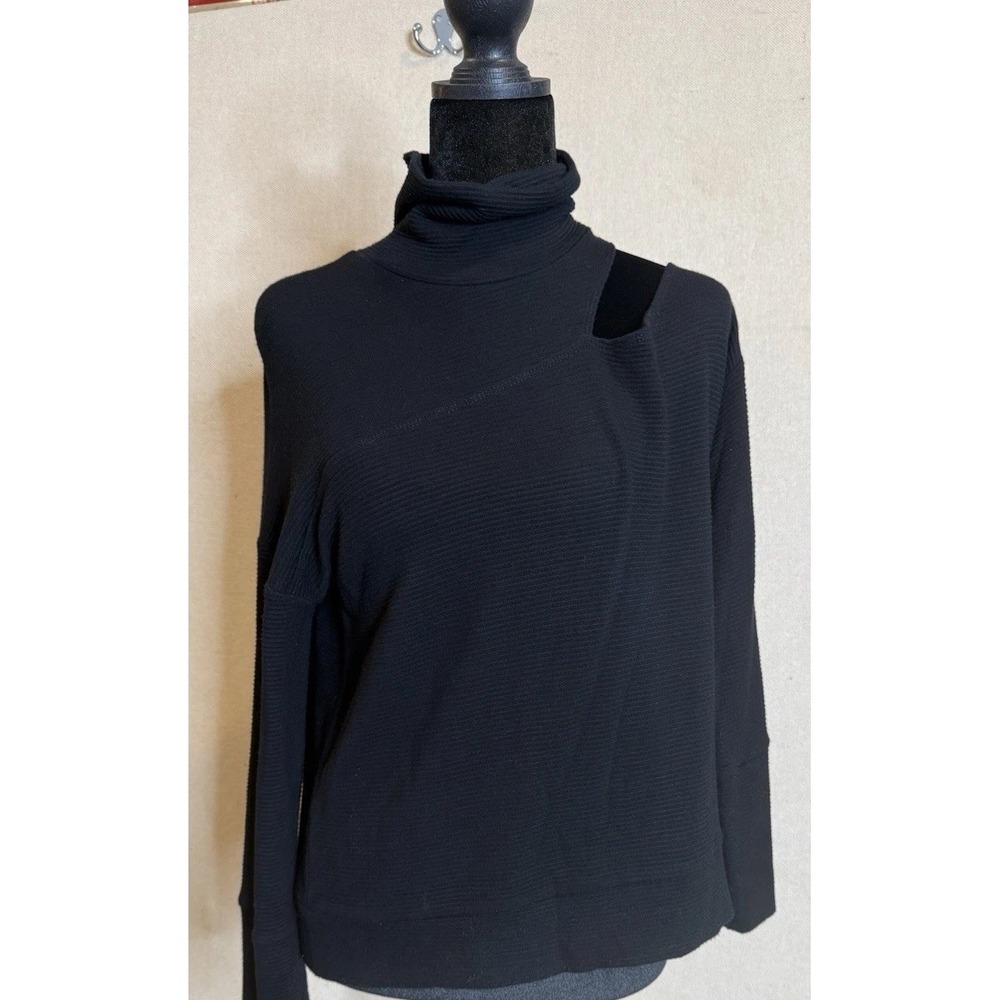 Red Haute Bare Shoulder Ribbed Black Sweater Women's Size S Long Sleeve GUC